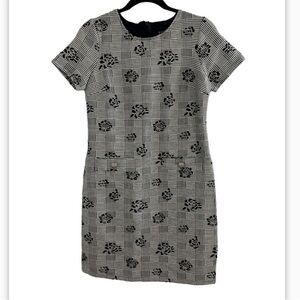 Enfocus Studio Floral and Plaid Black and Gray Mini Dress